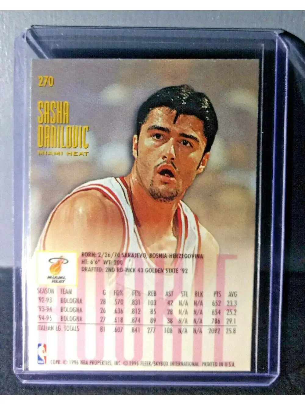 1995-96 Sasha Danilovic #270 Fleer Ultra Rookie Basketball Card